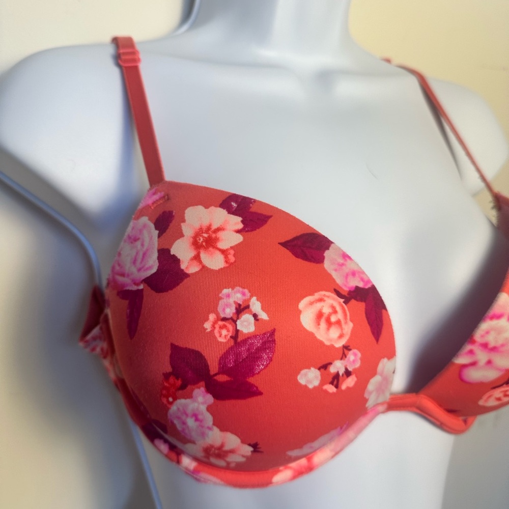 PINK Victoria’s Secret Wear Everywhere Super Push-up Floral Print Bra 34/C - Picture 2 of 12